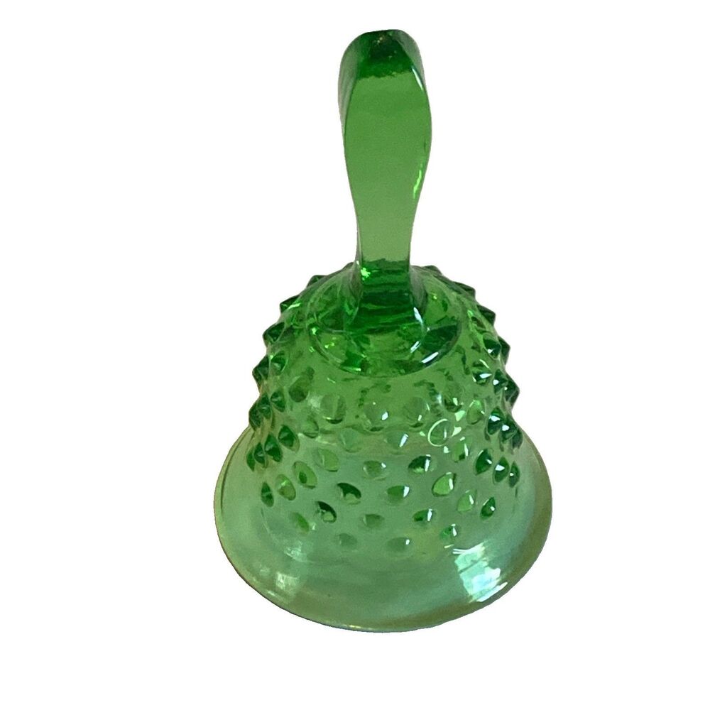Fenton Vintage Colonial Green Glass Decorative Bell - 5.5 Inches Tall